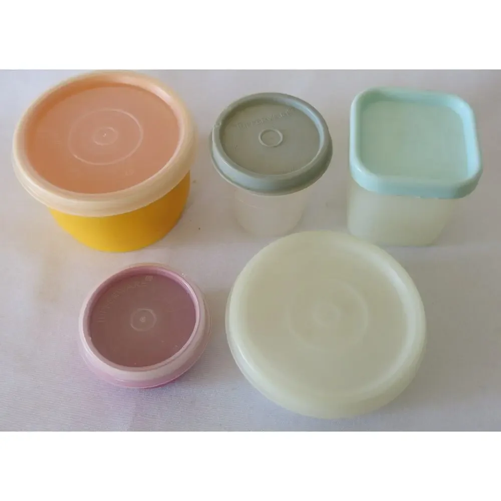 Vintage Tupperware Mini's Set 5 Lunch To Go Snack Containers Travel Kitchen